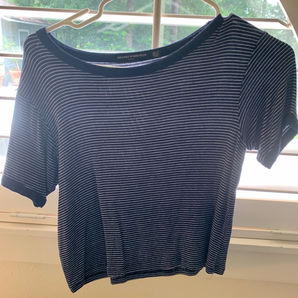 Brandy Melville blue and white striped top